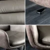 Drehbarer Design Barhocker BIG GEORGE taupe Echtleder Microfaser höhenverstellbar mit Armlehnen