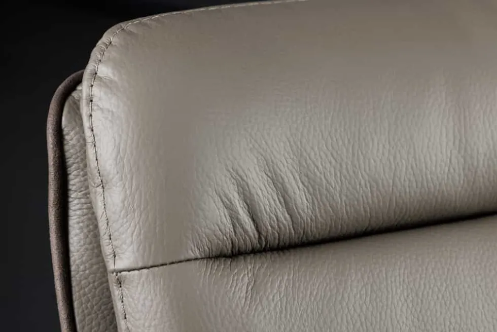 Drehbarer Design Barhocker BIG GEORGE taupe Echtleder Microfaser höhenverstellbar mit Armlehnen