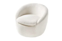 Drehbarer Design Sessel ALPINE beige Bouclé 360° mit Armlehnen