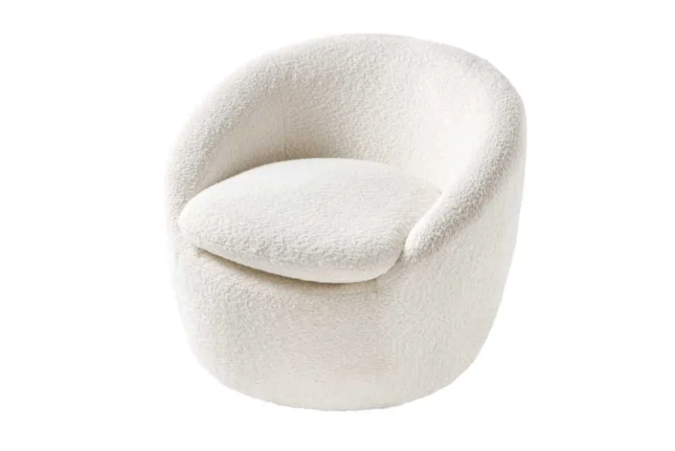 Drehbarer Design Sessel ALPINE beige Bouclé 360° mit Armlehnen