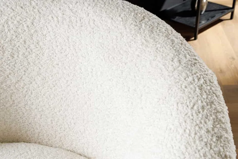 Drehbarer Design Sessel ALPINE beige Bouclé 360° mit Armlehnen