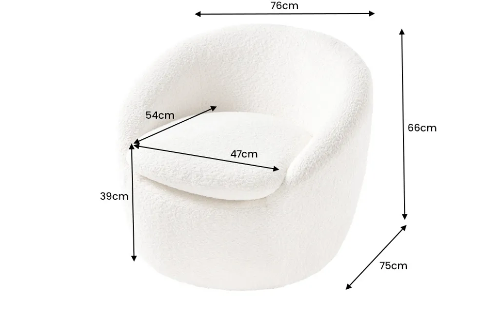 Drehbarer Design Sessel ALPINE beige Bouclé 360° mit Armlehnen