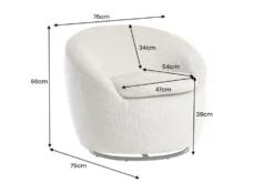 Drehbarer Design Sessel ALPINE beige Chenille Cremona 360° mit Armlehnen