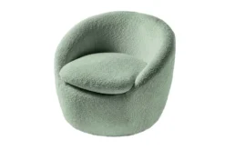 Drehbarer Design Sessel ALPINE salbei Bouclé 360° mit Armlehnen