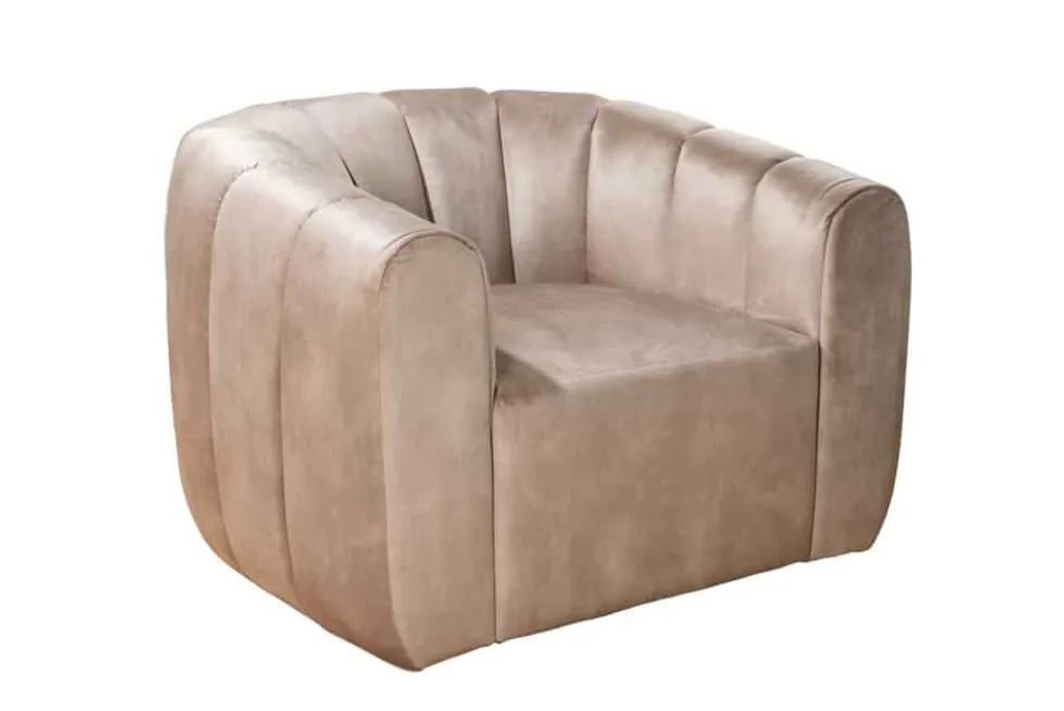 Drehbarer Design Sessel BABYLON champagner Samt Lounge Cocktailsessel