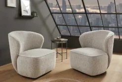 Drehbarer Design Sessel GATSBY taupe Bouclé Tweed Soft 360°