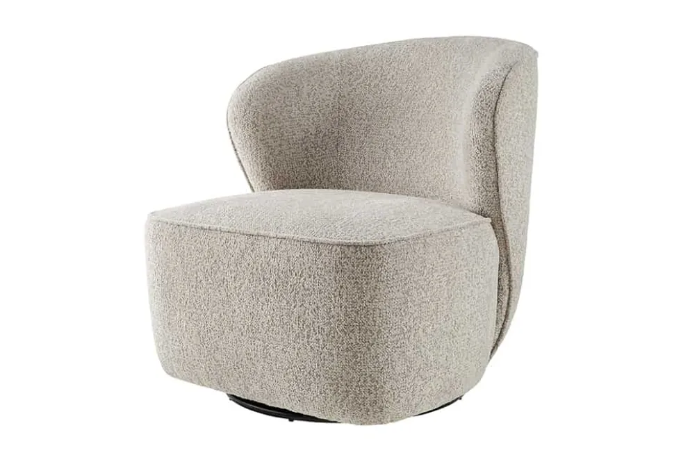 Drehbarer Design Sessel GATSBY taupe Bouclé Tweed Soft 360°