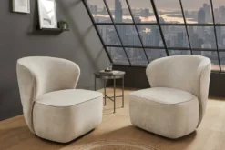 Drehbarer Design Sessel GATSBY beige Samt 360°