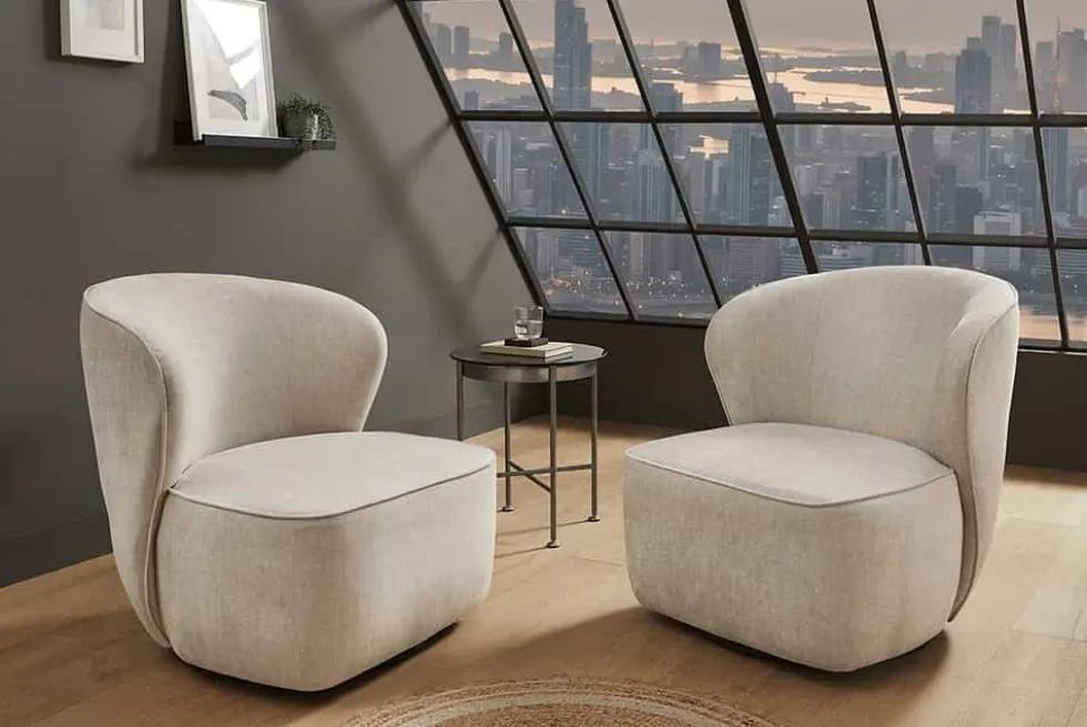 Drehbarer Design Sessel GATSBY beige Samt 360°