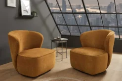 Drehbarer Design Sessel GATSBY senfgelb Samt 360°