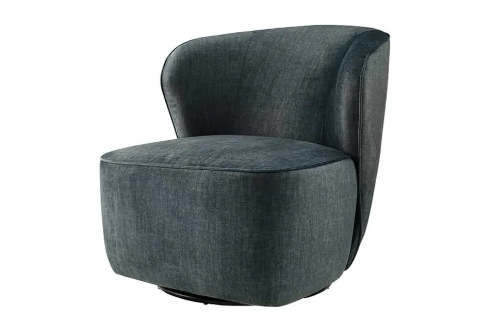 Drehbarer Design Sessel GATSBY petrol Samt 360°