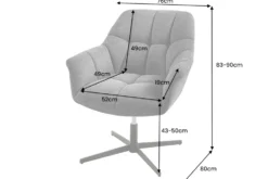 Drehbarer Design Sessel PAPILLON petrol Samt 360° schwarz Metall höhenverstellbar