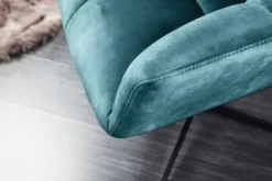 Drehbarer Design Sessel PAPILLON petrol Samt 360° schwarz Metall höhenverstellbar