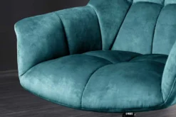Drehbarer Design Sessel PAPILLON petrol Samt 360° schwarz Metall höhenverstellbar