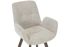 Drehbarer Design Stuhl BALTIC taupe Bouclé Tweed Soft Eiche Massivholz Walnuss