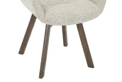 Drehbarer Design Stuhl BALTIC taupe Bouclé Tweed Soft Eiche Massivholz Walnuss
