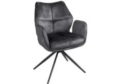 Drehbarer Design Stuhl CONCORD dunkelgrau Samt Taschenfederkern Metallgestell schwarz