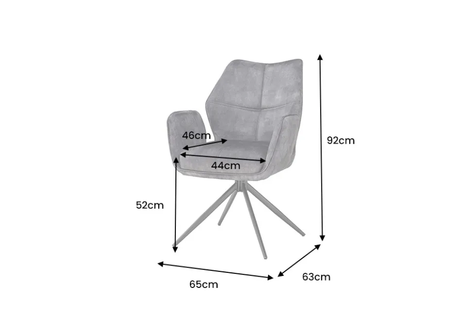 Drehbarer Design Stuhl CONCORD dunkelgrau Samt Taschenfederkern Metallgestell schwarz