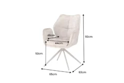 Drehbarer Design Stuhl CONCORD champagner greige Samt Taschenfederkern Metallgestell greige