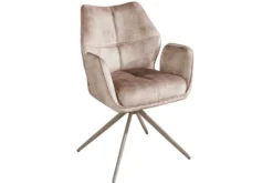 Drehbarer Design Stuhl CONCORD champagner greige Samt Taschenfederkern Metallgestell greige