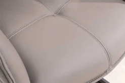 Drehbarer Design Stuhl EUPHORIA taupe Echtleder schwarz Metallgestell mit Armlehne