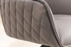 Drehbarer Design Stuhl EUPHORIA taupe Echtleder schwarz Metallgestell mit Armlehne