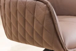 Drehbarer Design Stuhl EUPHORIA braun Echtleder schwarz Metallgestell mit Armlehne