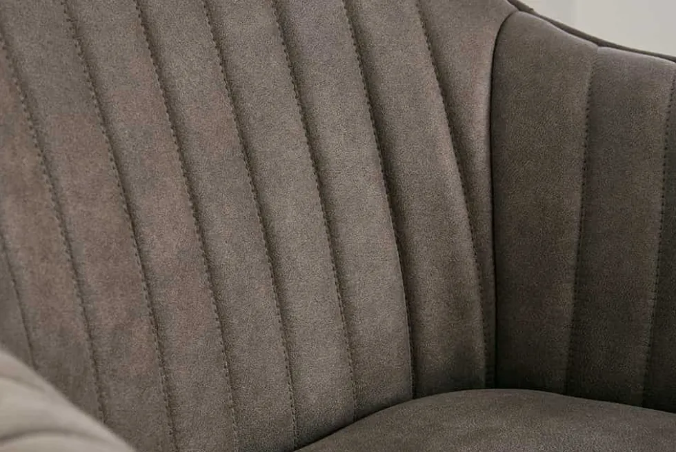 Drehbarer Design Stuhl LIVORNO vintage taupe Buchenholz Beine mit Armlehnen