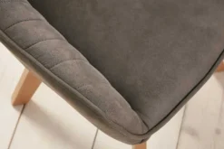 Drehbarer Design Stuhl LIVORNO vintage taupe Buchenholz Beine mit Armlehnen