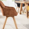 Drehbarer Design Stuhl LIVORNO rost braun Samt Buchenholz Beine mit Armlehnen