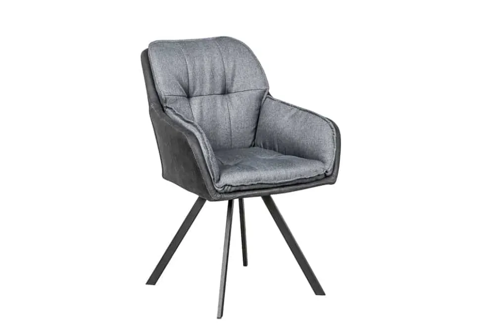 Drehbarer Design Stuhl MR. LOUNGER anthrazit grau Microfaser Flachgewebe mit Armlehne
