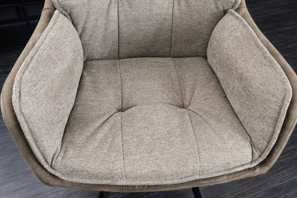 Drehbarer Design Stuhl MR. LOUNGER vintage taupe Microfaser mit Armlehne