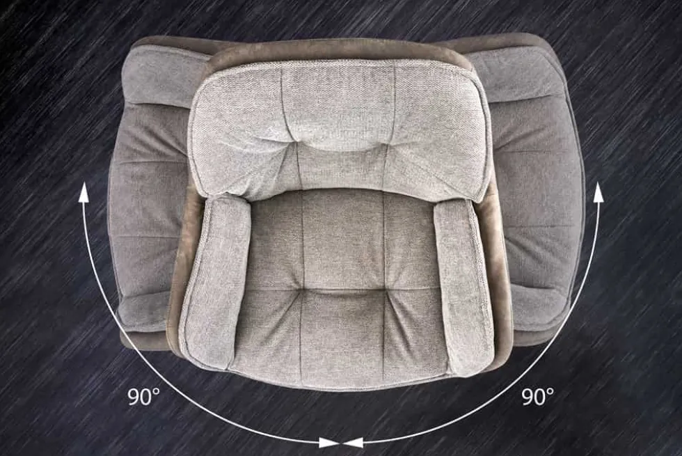 Drehbarer Design Stuhl MR. LOUNGER vintage taupe Microfaser mit Armlehne