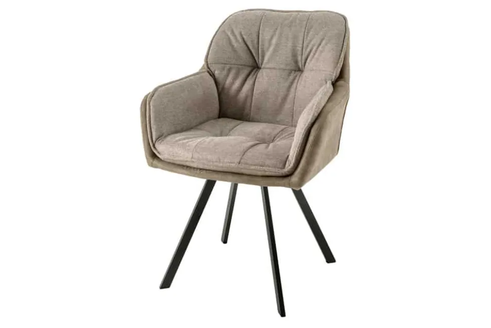 Drehbarer Design Stuhl MR. LOUNGER vintage taupe Microfaser mit Armlehne