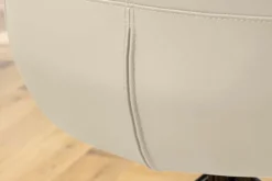 Drehbarer Design Stuhl SIGNATURE beige Echtleder 360° Taschenfederkern schwarz Metall