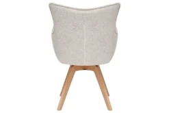 Drehbarer Design Stuhl VOGUE beige natur Strukturstoff Eichenholz 360° mit Armlehne