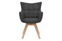 Drehbarer Design Stuhl VOGUE anthrazit natur Strukturstoff Eichenholz 360° mit Armlehne