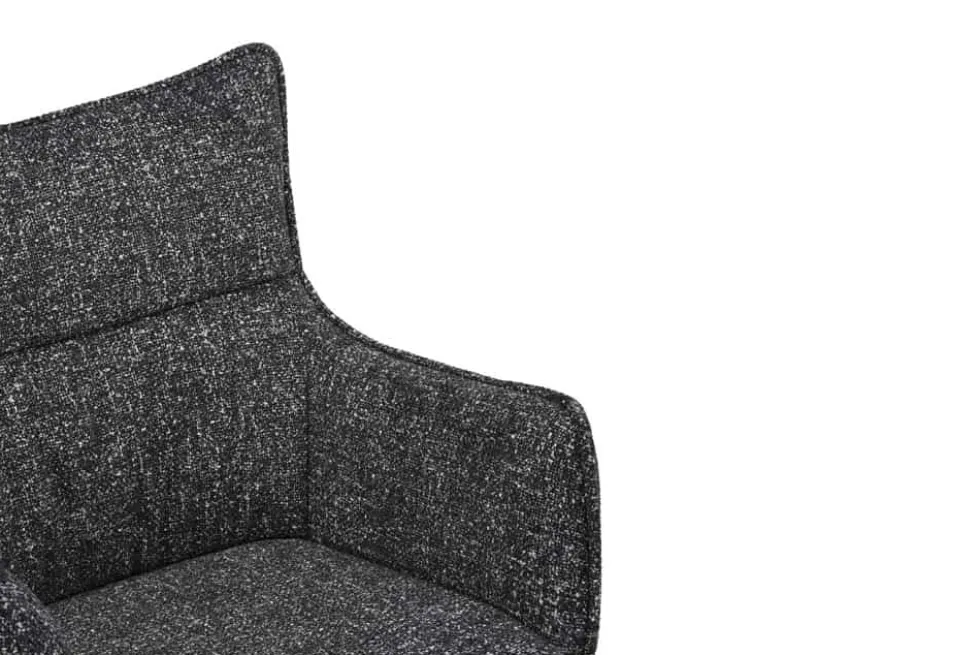 Drehbarer Design Stuhl VOGUE anthrazit natur Strukturstoff Eichenholz 360° mit Armlehne