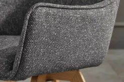 Drehbarer Design Stuhl VOGUE anthrazit natur Strukturstoff Eichenholz 360° mit Armlehne
