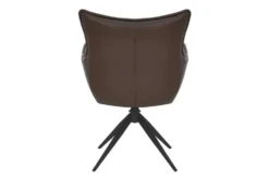 Drehbarer Design Stuhl VOGUE brandy braun Kunstleder schwarz Metall 360° mit Armlehne