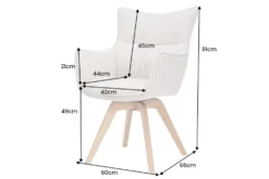 Drehbarer Design Stuhl VOGUE rost braun natur Strukturstoff Eichenholz 360° mit Armlehne