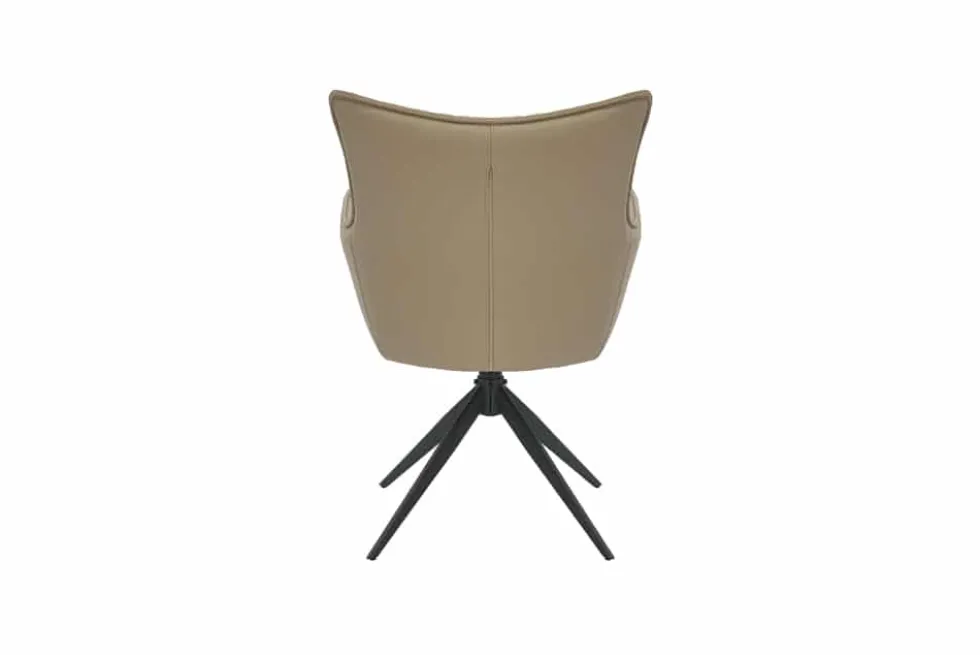 Drehbarer Design Stuhl VOGUE taupe Kunstleder Metall 360° mit Armlehne
