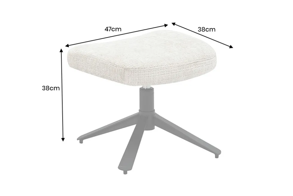 Drehbarer Hocker CLOUD champagner beige Chenillestoff schwarz Metall Fußhocker