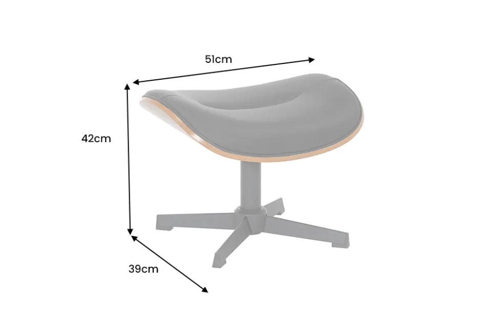 Drehbarer Hocker VOGUE COMFORT schwarz Kunstleder braun Walnuss-Design