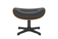 Drehbarer Hocker VOGUE COMFORT schwarz Kunstleder braun Walnuss-Design