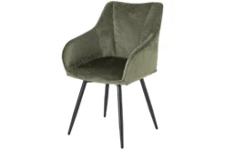 Drehbarer Retro Stuhl AVIGNON grün Chenille schwarze Metallbeine