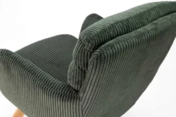 Drehbarer Retro Stuhl BIG GEORGE grün Cord Buchenholz Taschenfederkern mit Armlehnen
