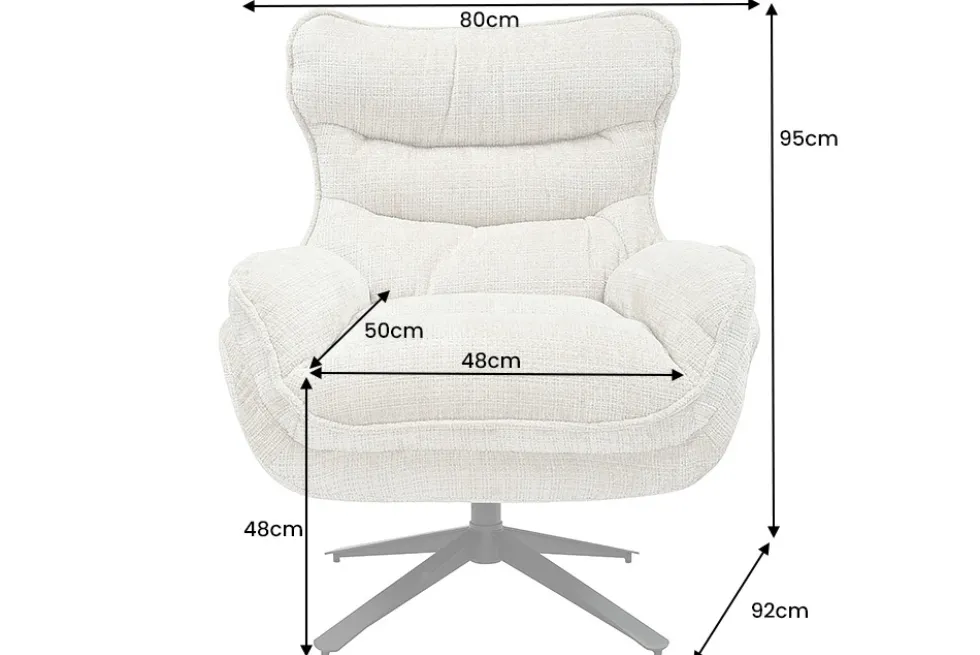 Drehbarer Sessel CLOUD champagner beige Chenille schwarz Metall