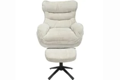 Drehbarer Sessel CLOUD champagner beige Chenille schwarz Metall