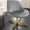 Drehbarer Sessel LOUNGER grau gold Samt Modern Design